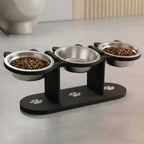 15° Tilted Raised Pet Bowl, Triple Stainless Steel Feeding Station for Cats and Small Dogs