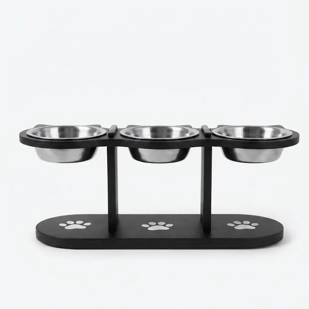 15° Tilted Raised Pet Bowl, Triple Stainless Steel Feeding Station for Cats and Small Dogs