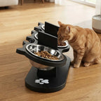 15° Tilted Raised Pet Bowl, Triple Stainless Steel Feeding Station for Cats and Small Dogs