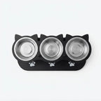 15° Tilted Raised Pet Bowl, Triple Stainless Steel Feeding Station for Cats and Small Dogs