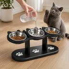 15° Tilted Raised Pet Bowl, Triple Stainless Steel Feeding Station for Cats and Small Dogs