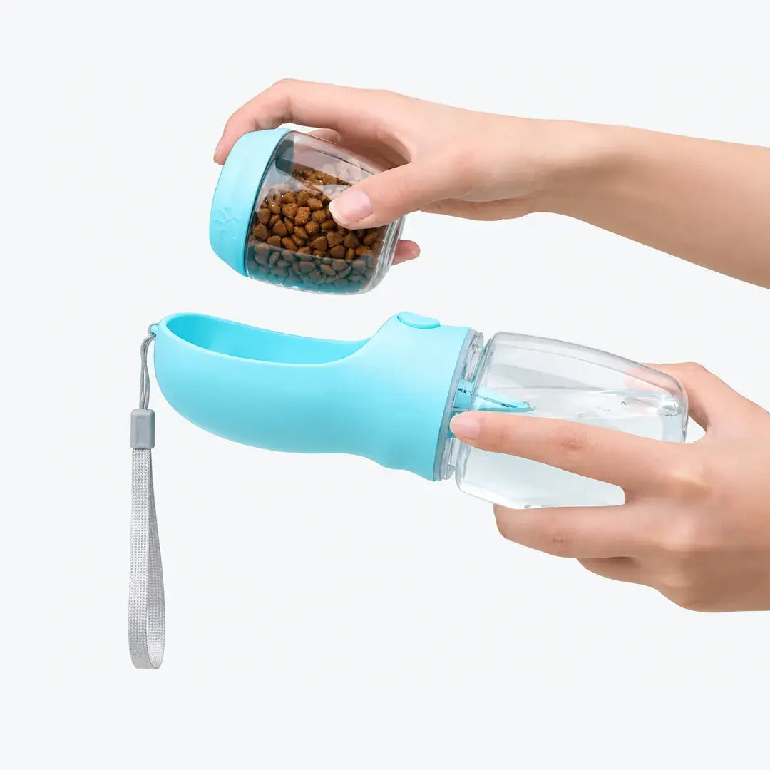 2-in-1 Travel Portable Dog Water Bottle with Food Storage Container