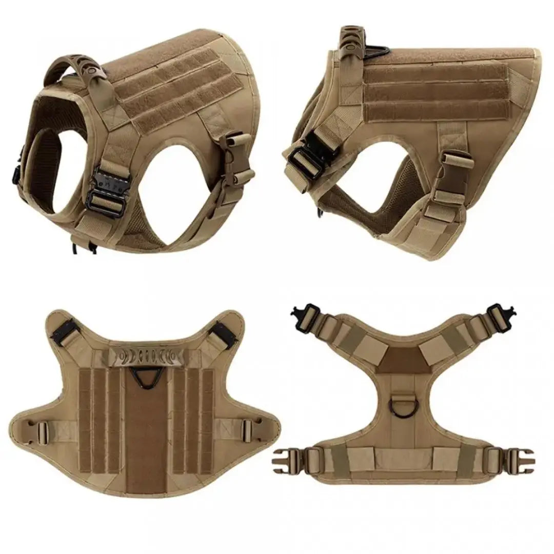 6-Piece Tactical Dog Harness Set for Large Dogs - MOLLE Vest with Collar, Bungee Leash & Pouches