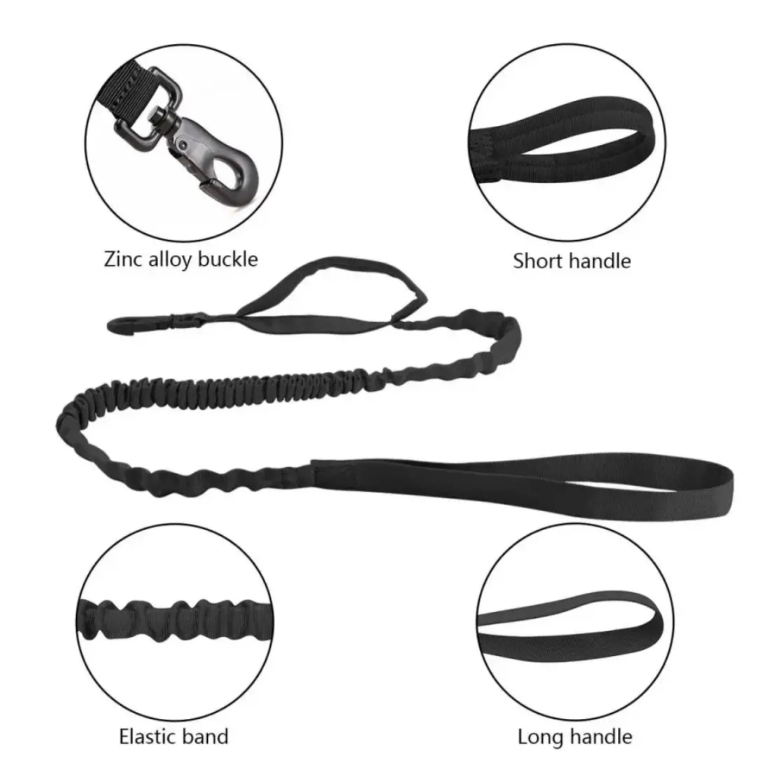 6-Piece Tactical Dog Harness Set for Large Dogs - MOLLE Vest with Collar, Bungee Leash & Pouches