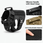 6-Piece Tactical Dog Harness Set for Large Dogs - MOLLE Vest with Collar, Bungee Leash & Pouches
