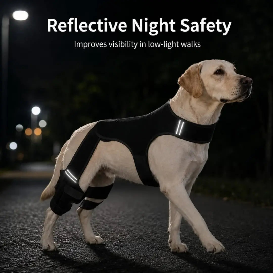 Adjustable Dog Leg Brace for Rear Legs, Breathable Support with Reflective Straps