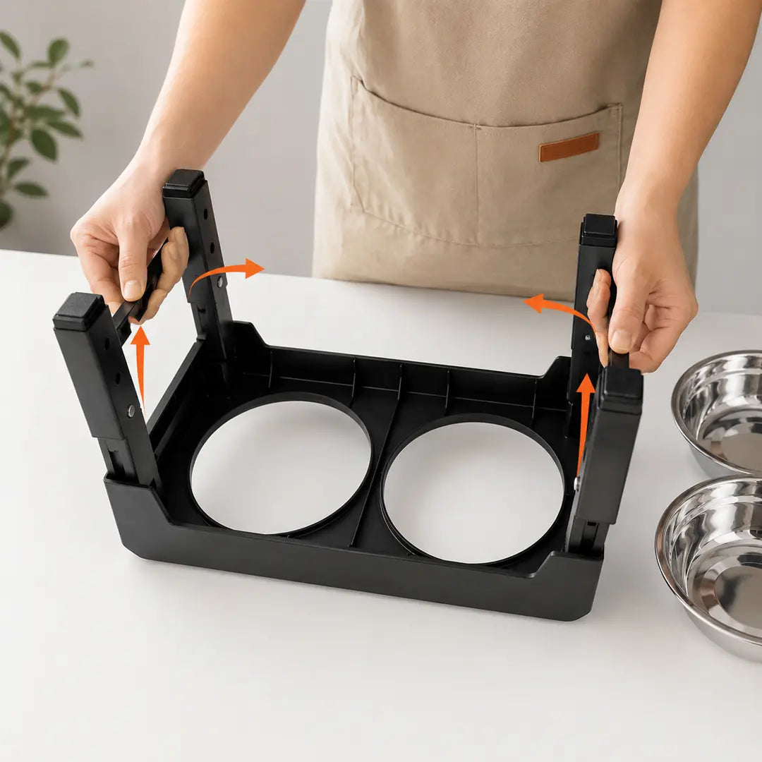Adjustable Raised Dog Bowl, Elevated Feeding Station with 2 Stainless Steel Bowls