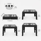 Adjustable Raised Dog Bowl, Elevated Feeding Station with 2 Stainless Steel Bowls