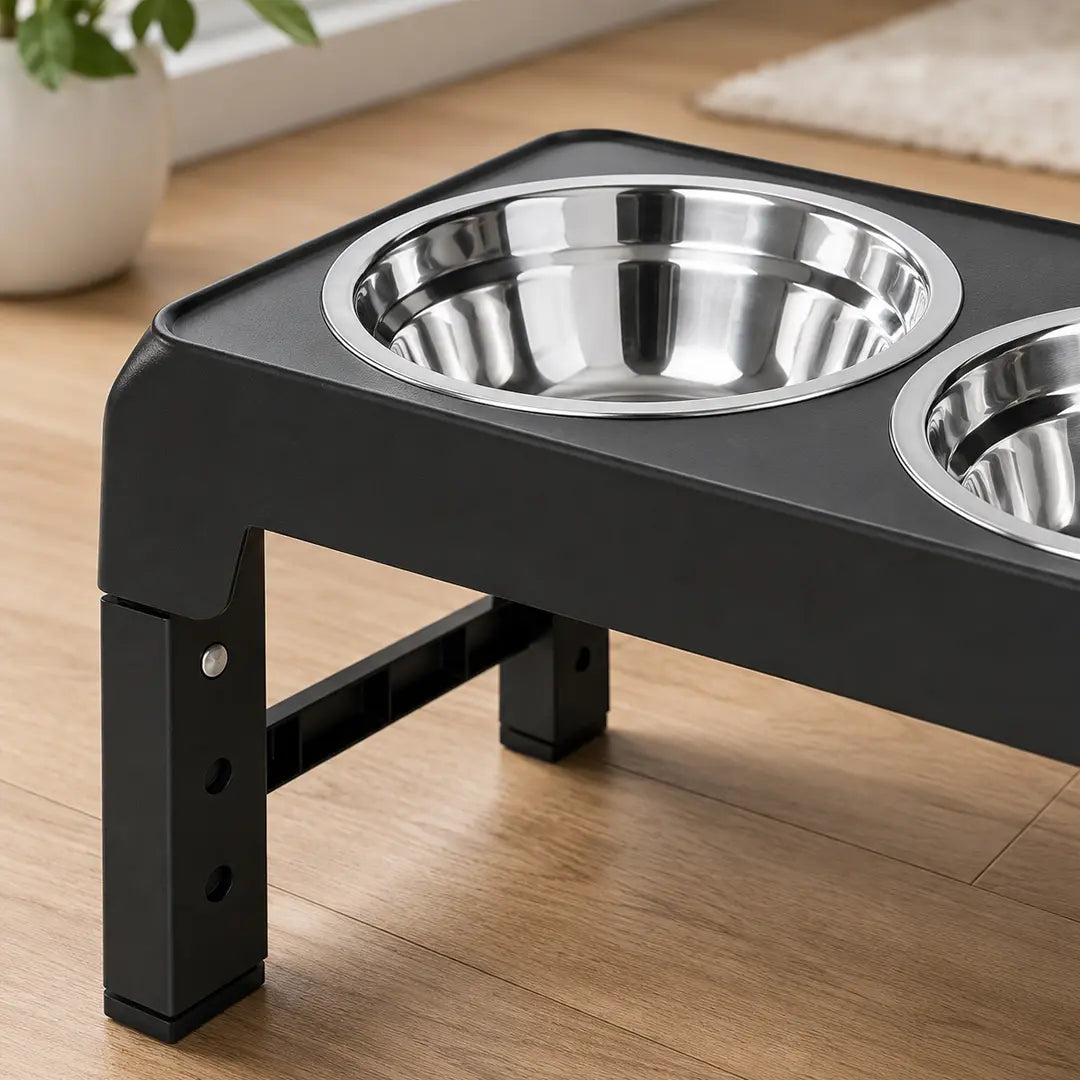Adjustable Raised Dog Bowl, Elevated Feeding Station with 2 Stainless Steel Bowls