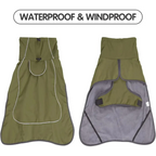 Adjustable Windproof Winter Dog Coat with Fleece Lining & Leash Opening