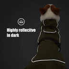 Adjustable Windproof Winter Dog Coat with Fleece Lining & Leash Opening