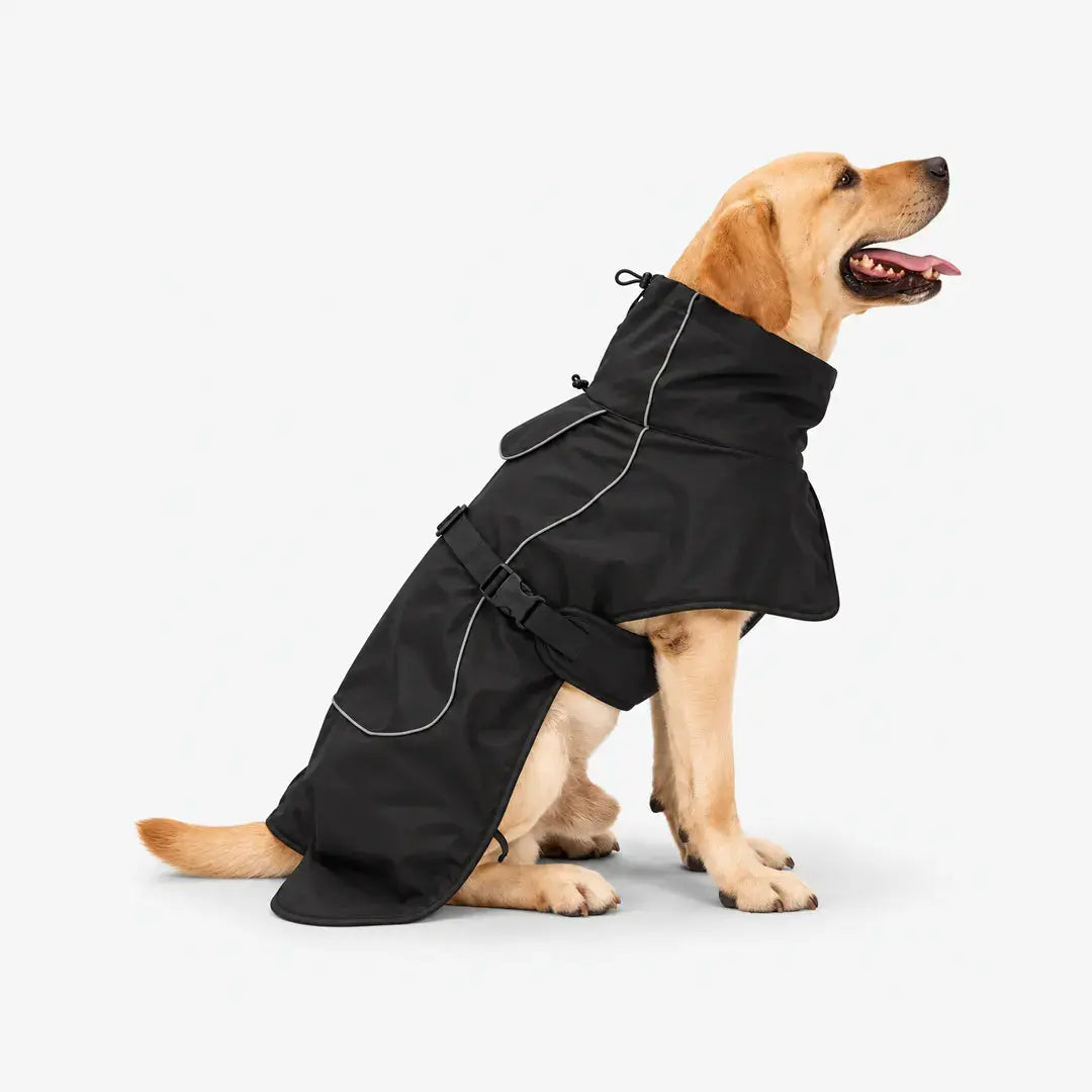 Adjustable Windproof Winter Dog Coat with Fleece Lining & Leash Opening