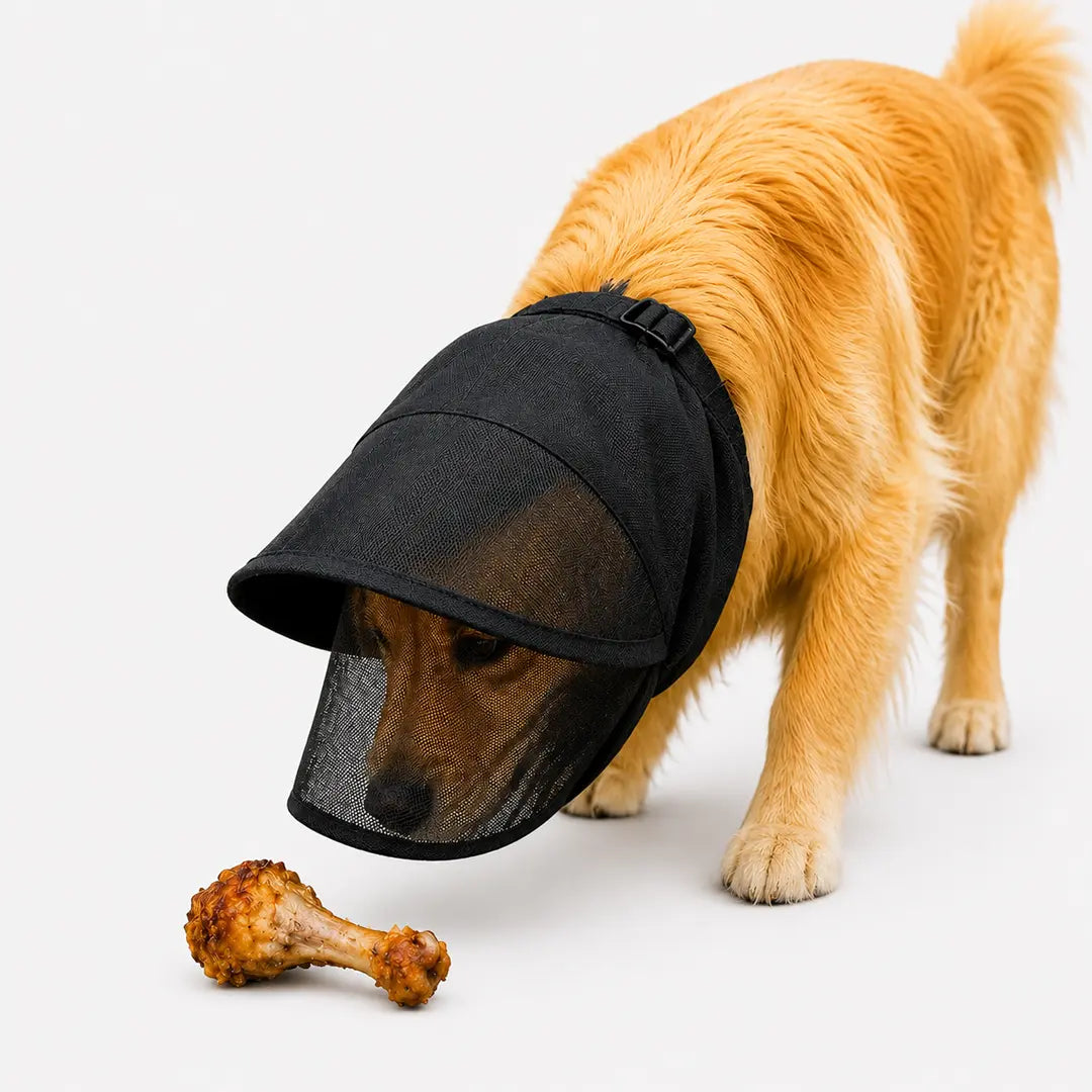 Anti-Scavenging Dog Muzzle for Walks, Breathable Mesh Hood