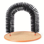 Cat Self Groomer for Indoor Cats, Arch Scratcher, Wooden Base