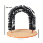 Cat Self Groomer for Indoor Cats, Arch Scratcher, Wooden Base