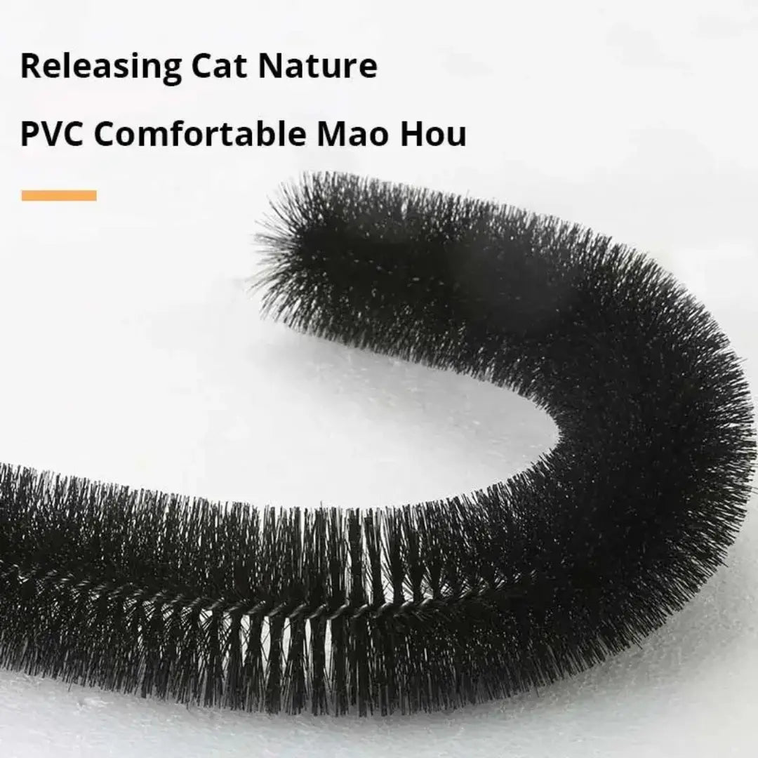 Cat Self Groomer for Indoor Cats, Arch Scratcher, Wooden Base