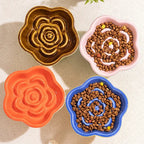 Ceramic Slow Feeder Bowl for Cats & Small Dogs, Raised Pedestal