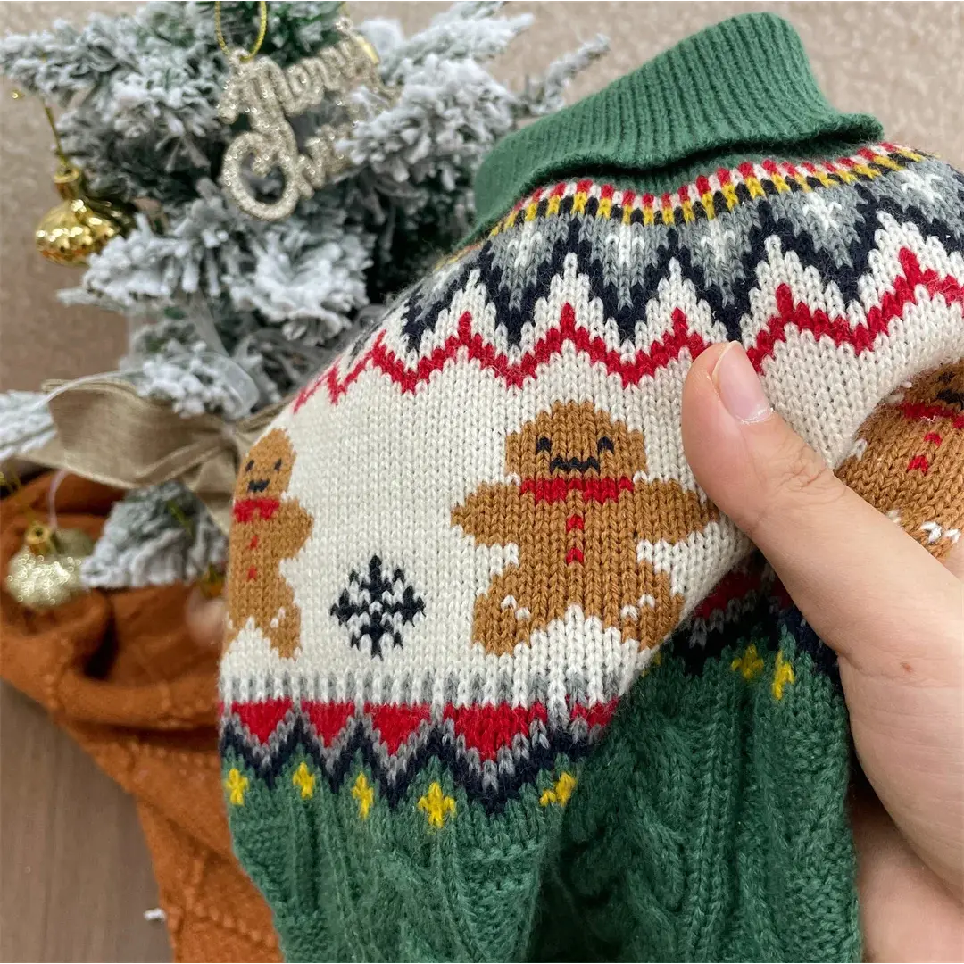 Christmas Dog Jumper for Small & Medium Dogs, Festive Fair Isle Knit