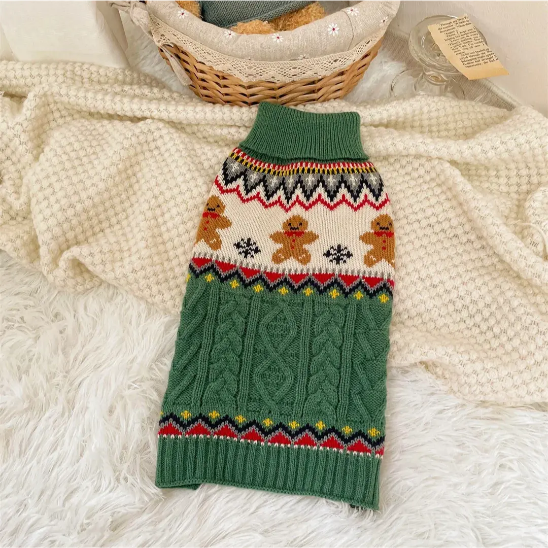 Christmas Dog Jumper for Small & Medium Dogs, Festive Fair Isle Knit