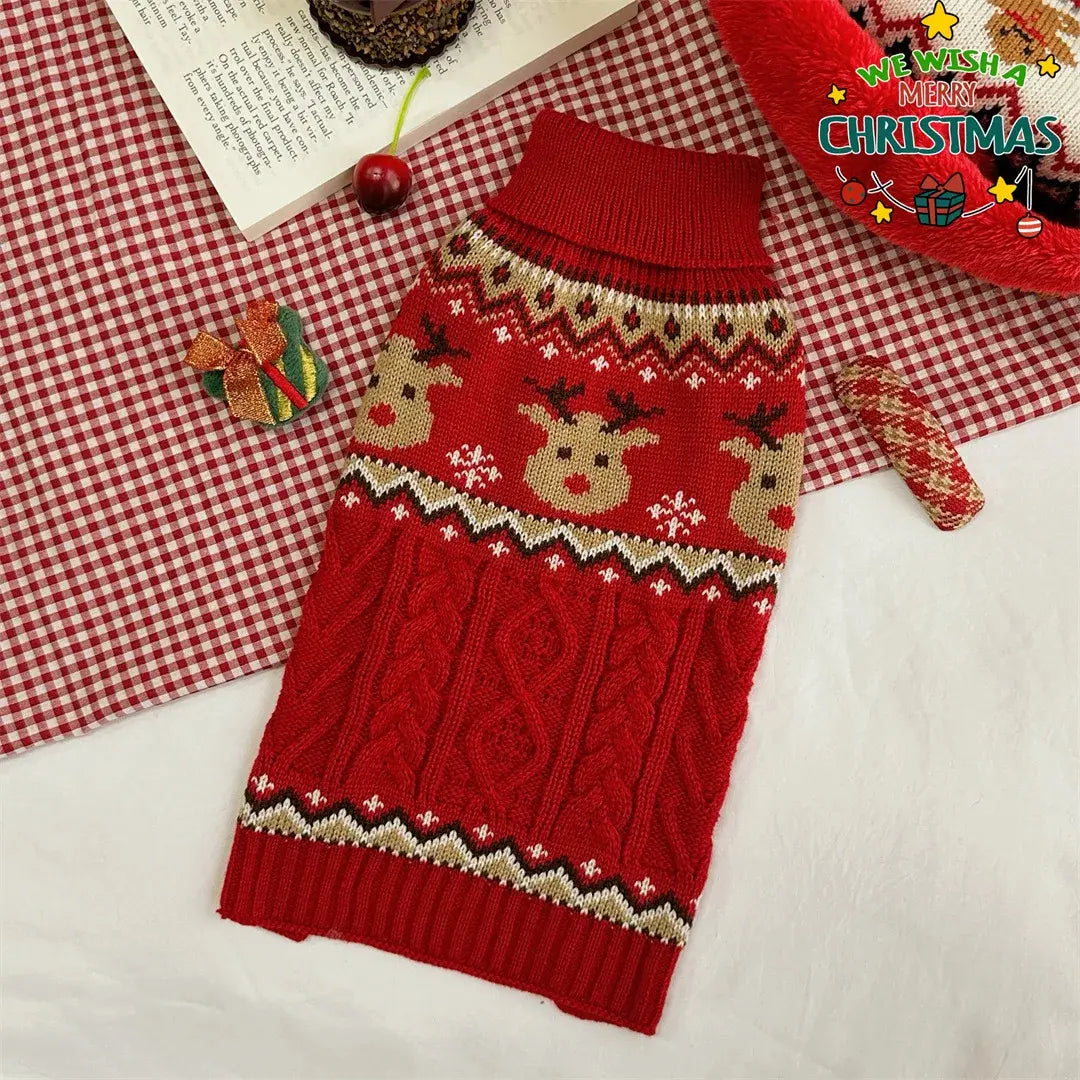 Christmas Dog Jumper for Small & Medium Dogs, Festive Fair Isle Knit
