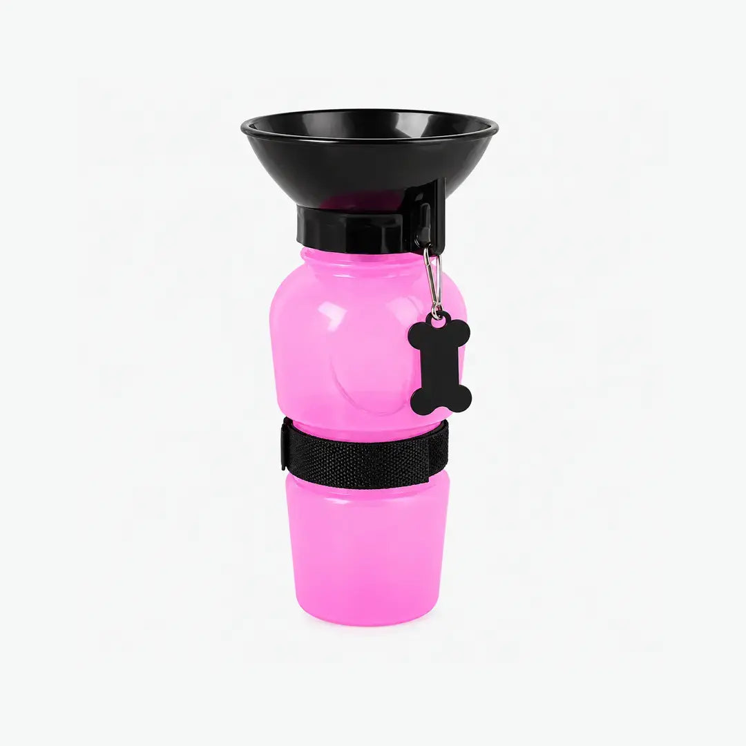 Compact Travel Portable Dog Water Bottle with 550ml Capacity & Foldable Bowl
