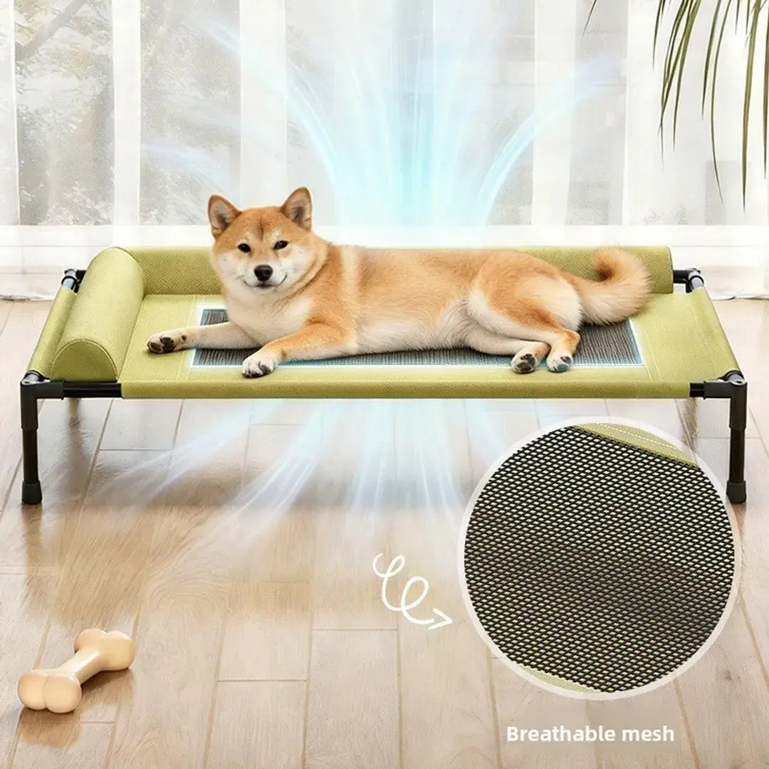 Cooling Raised Elevated Mesh Pet Bed with Removable Bolsters for Dogs & Cats