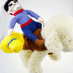 Cowboy Dog Costumes for Halloween, Funny Pet Rider Outfit for Small & Large Dogs