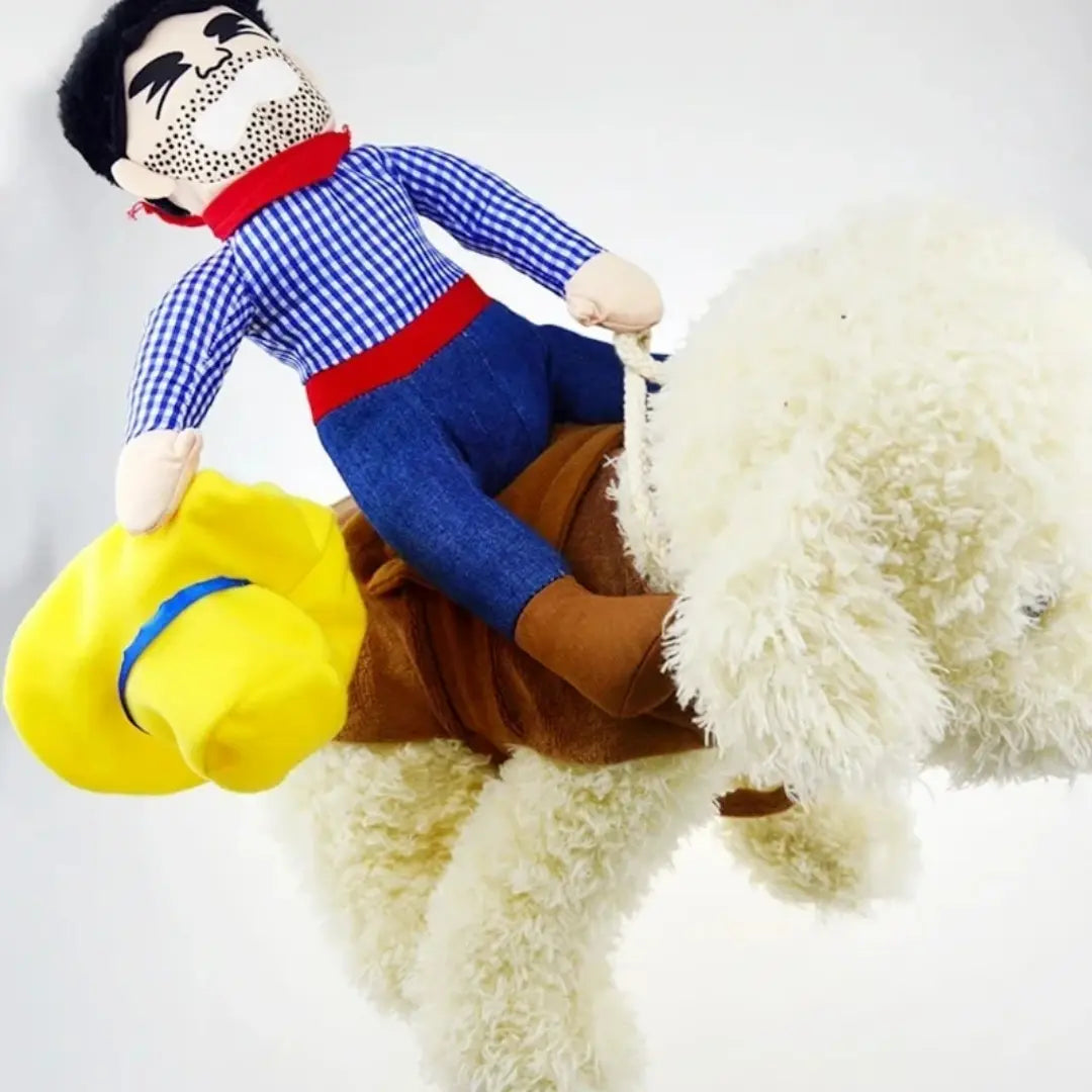 Cowboy Dog Costumes for Halloween, Funny Pet Rider Outfit for Small & Large Dogs