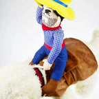 Cowboy Dog Costumes for Halloween, Funny Pet Rider Outfit for Small & Large Dogs