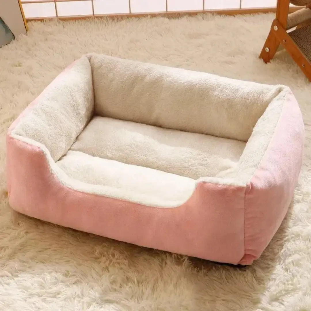 Cozy Basket-Style Pet Bed Cushion with Raised Plush Sides for Cats & Small Dogs