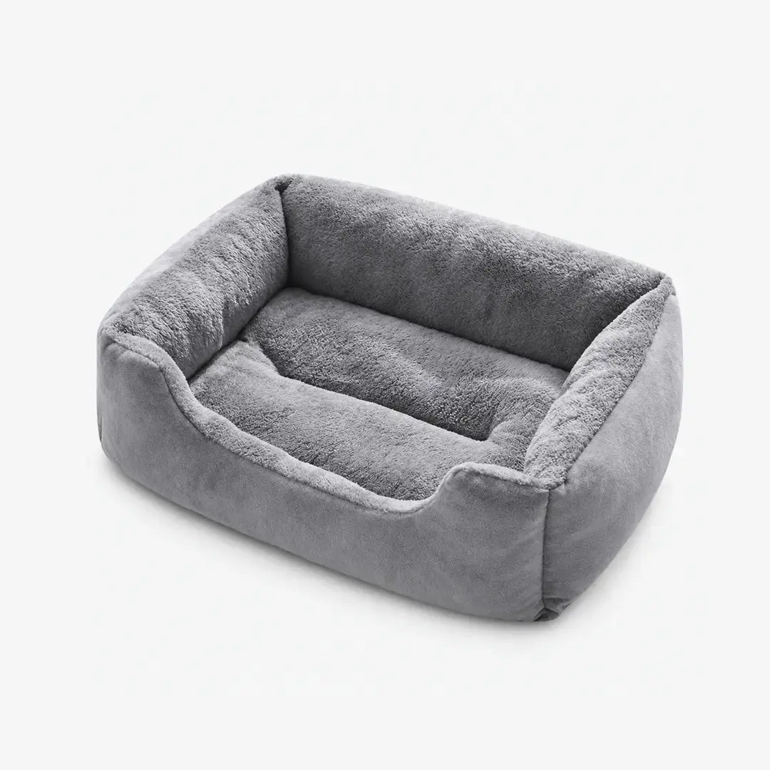 Cozy Basket-Style Pet Bed Cushion with Raised Plush Sides for Cats & Small Dogs