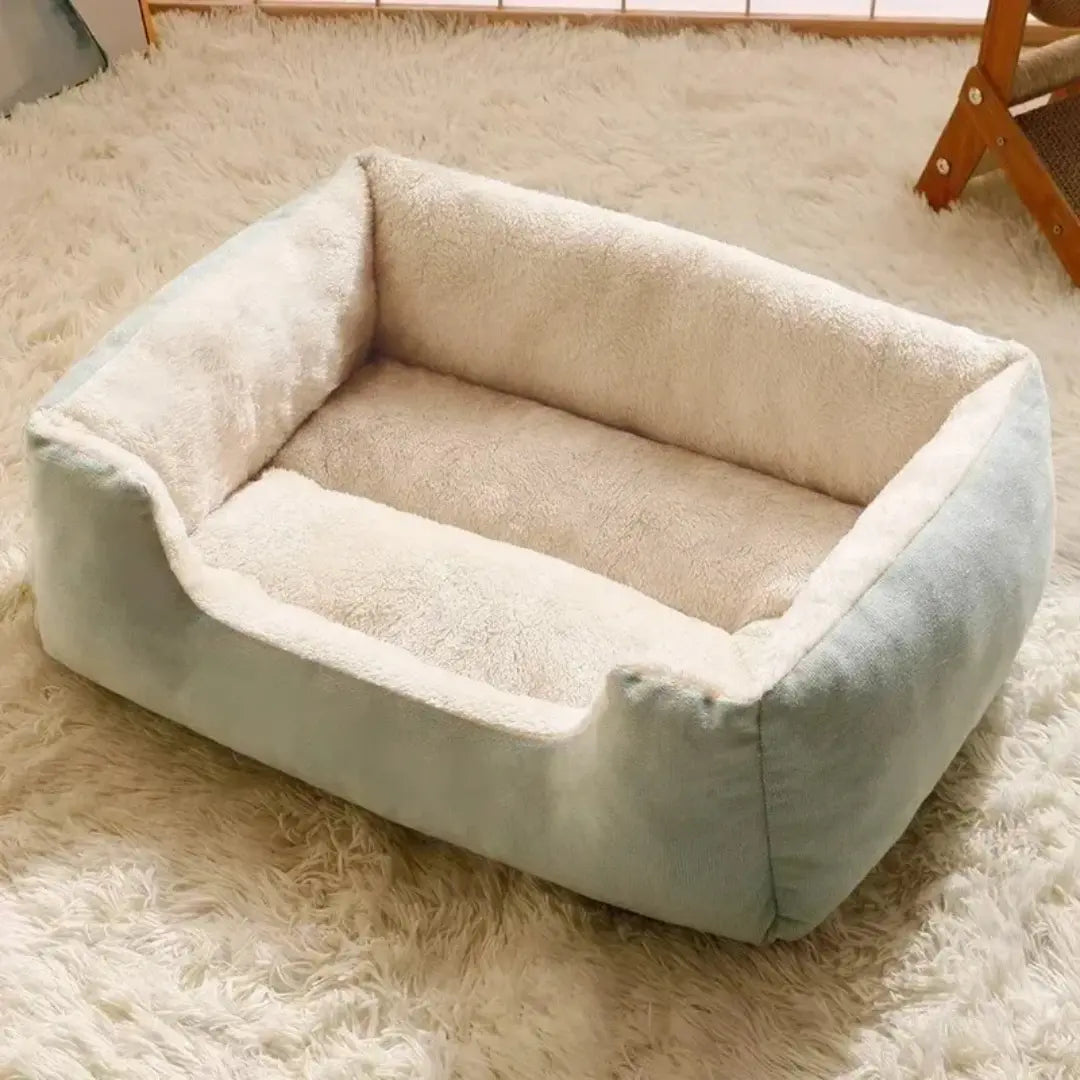 Cozy Basket-Style Pet Bed Cushion with Raised Plush Sides for Cats & Small Dogs
