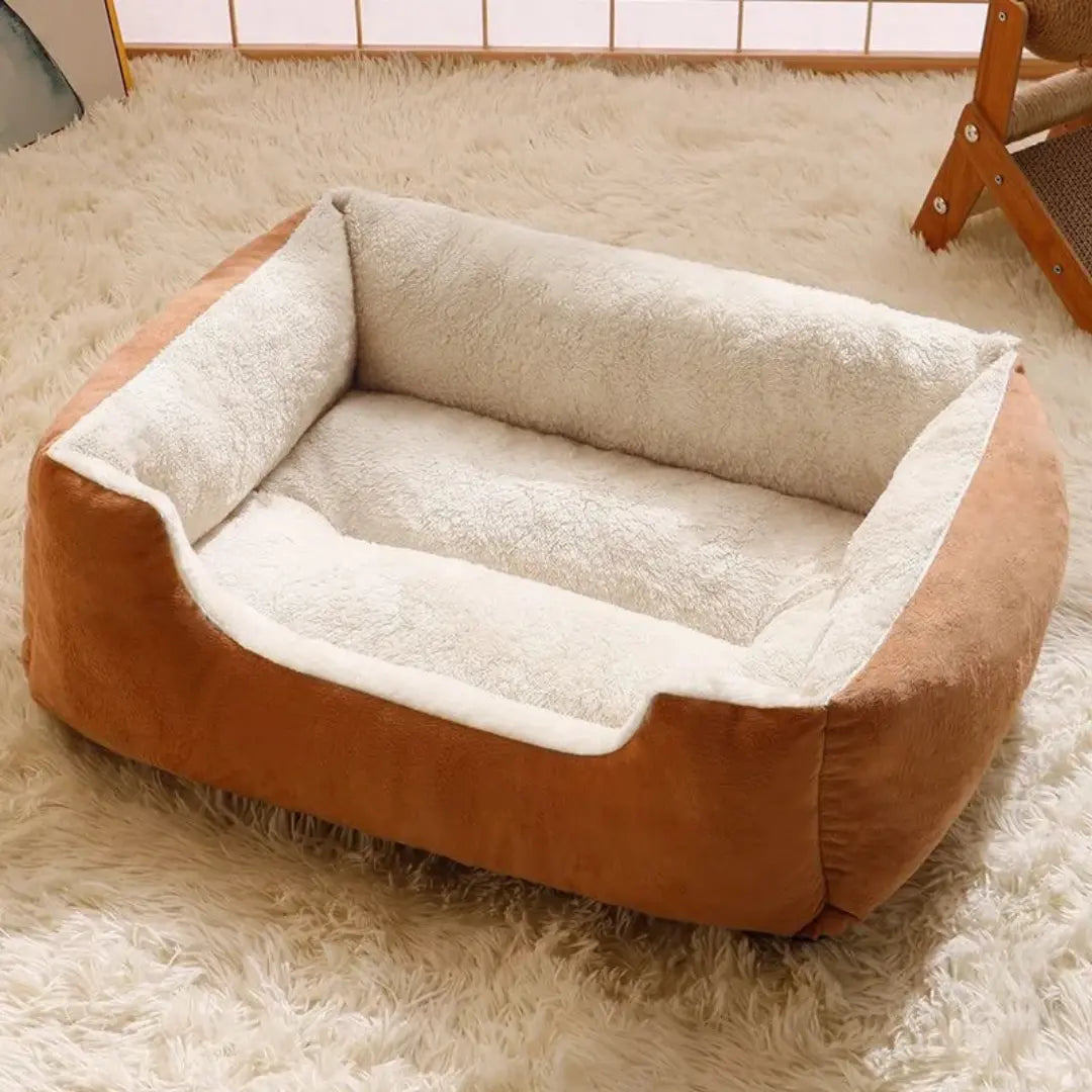 Cozy Basket-Style Pet Bed Cushion with Raised Plush Sides for Cats & Small Dogs