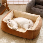 Cozy Basket-Style Pet Bed Cushion with Raised Plush Sides for Cats & Small Dogs