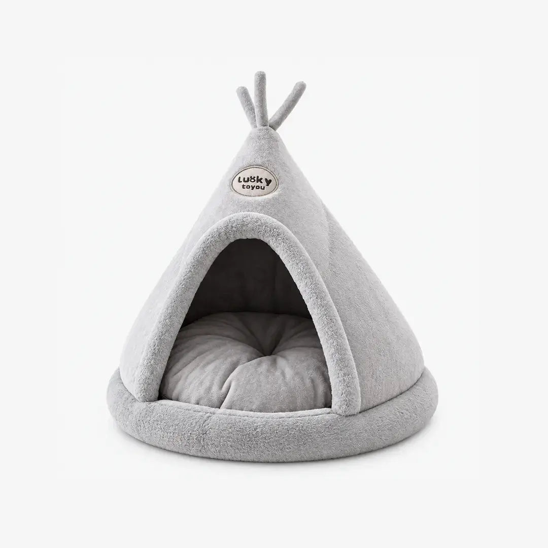 Cozy Hideaway Pet Teepee Tent with Plush Cushion for Cats & Small Dogs
