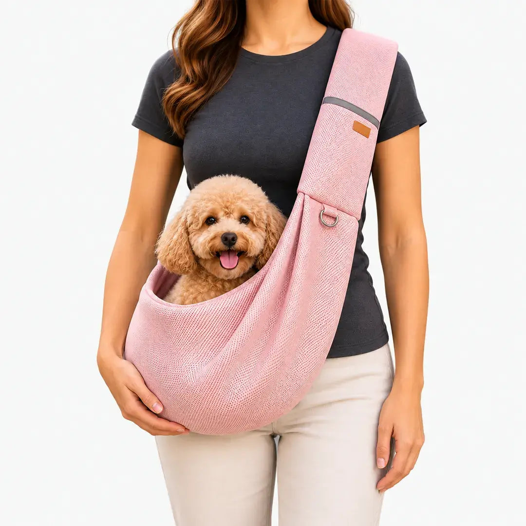 Crossbody Pet Sling Carrier for Small Dogs & Cats, Breathable Hands-Free Shoulder Bag