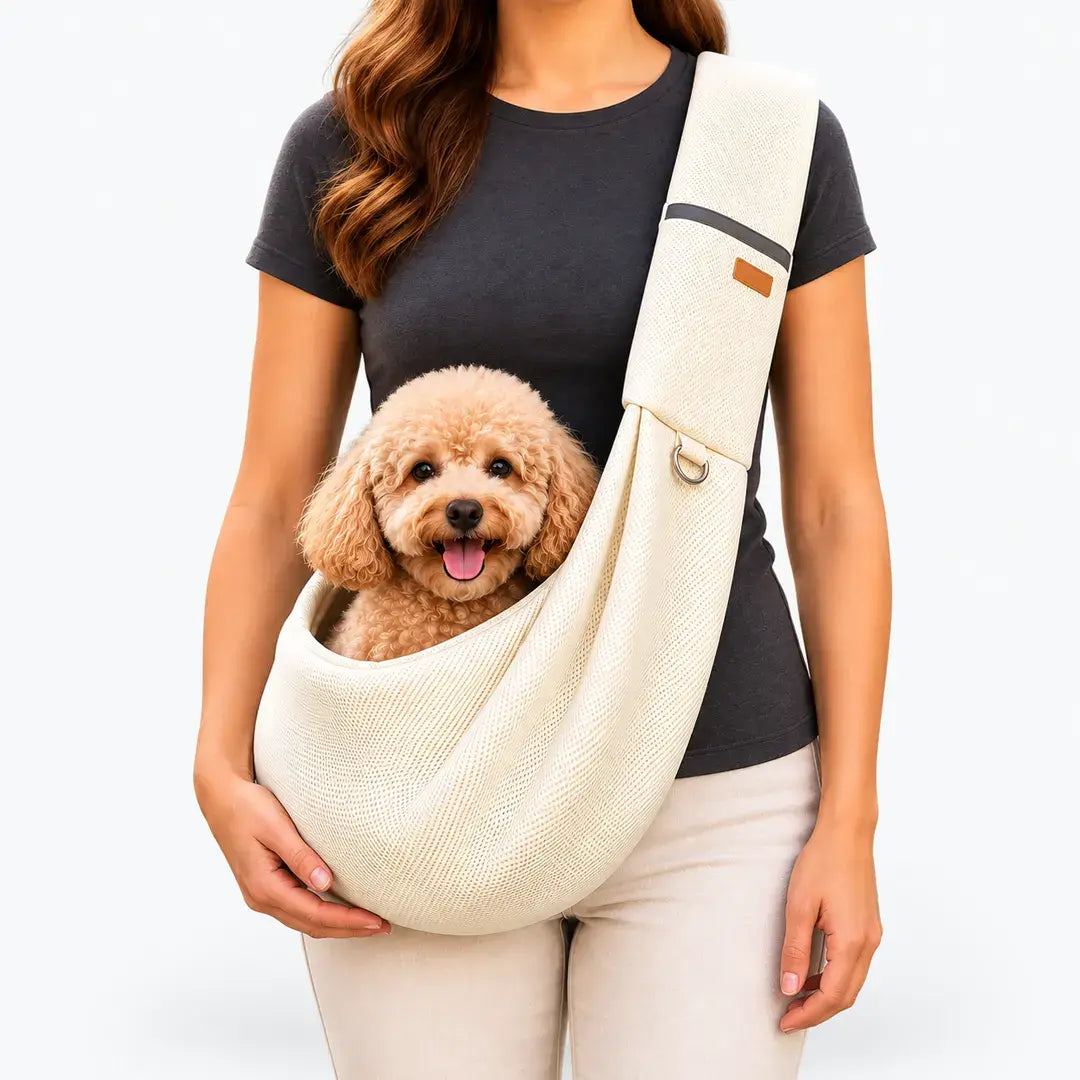 Crossbody Pet Sling Carrier for Small Dogs & Cats, Breathable Hands-Free Shoulder Bag