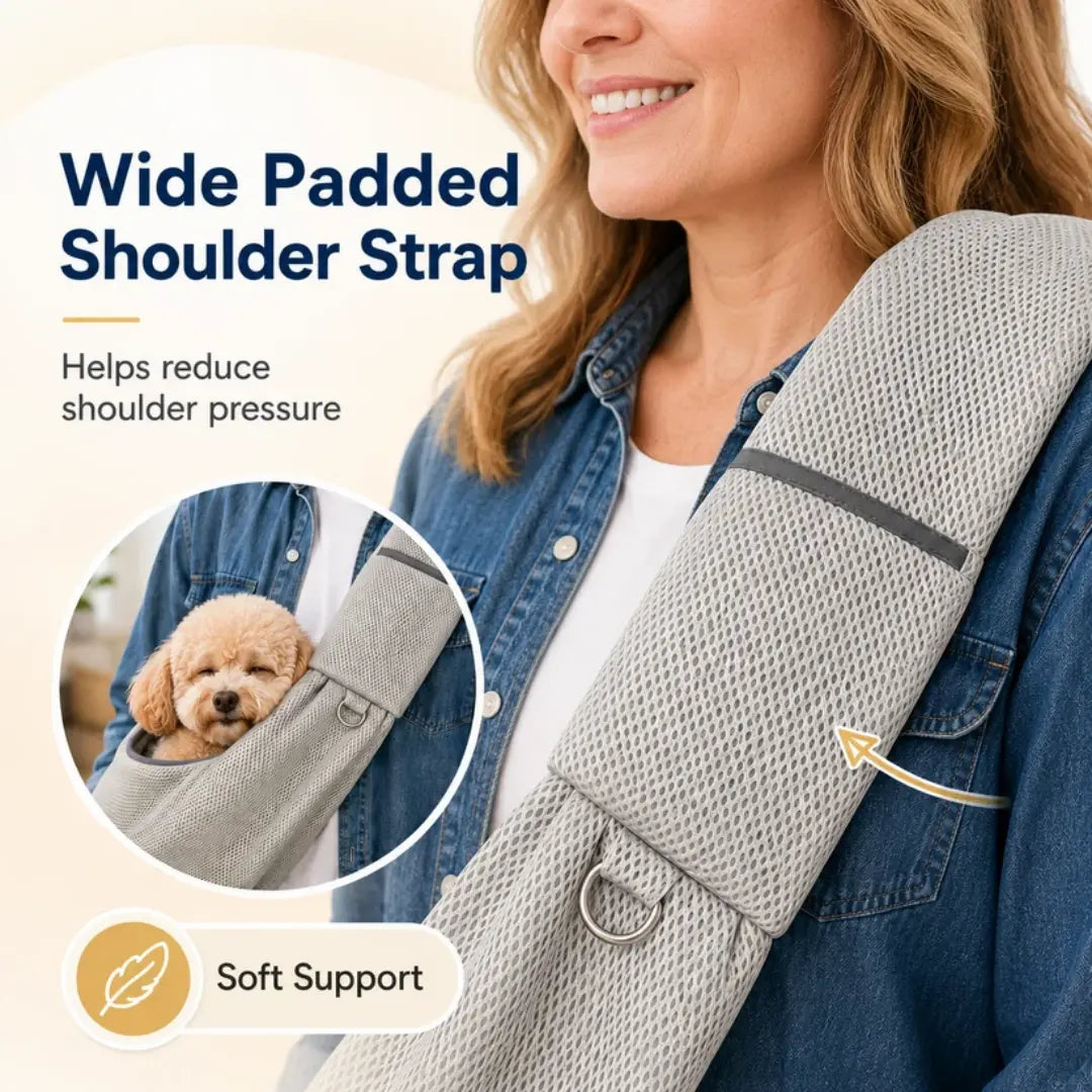 Crossbody Pet Sling Carrier for Small Dogs & Cats, Breathable Hands-Free Shoulder Bag
