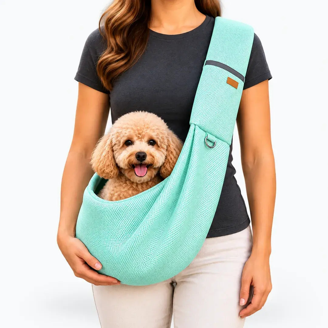 Crossbody Pet Sling Carrier for Small Dogs & Cats, Breathable Hands-Free Shoulder Bag