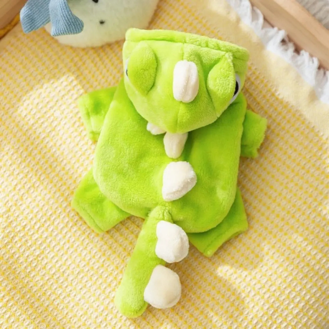Dinosaur Dog Pajamas for Small Dogs, Warm Four-Leg Fleece Jumpsuit