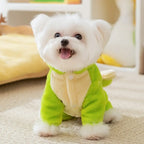 Dinosaur Dog Pajamas for Small Dogs, Warm Four-Leg Fleece Jumpsuit
