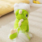 Dinosaur Dog Pajamas for Small Dogs, Warm Four-Leg Fleece Jumpsuit