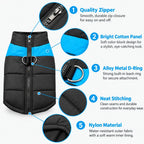 Dog Coats for Small, Medium & Large Dogs - Warm Water-Resistant Winter Vest with D-Ring