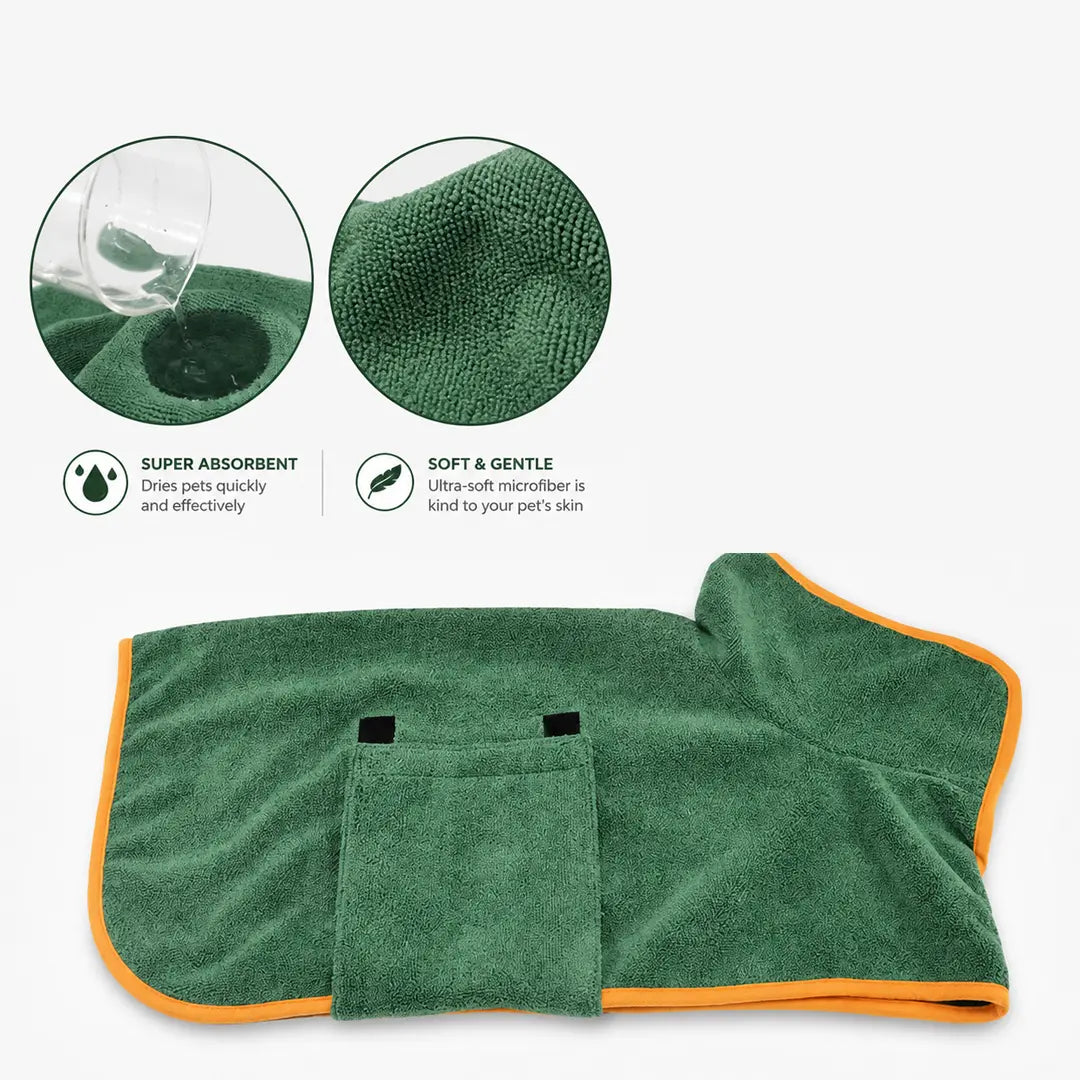 Dog Drying Coat for Small to Large Dogs, Adjustable Microfiber Towel