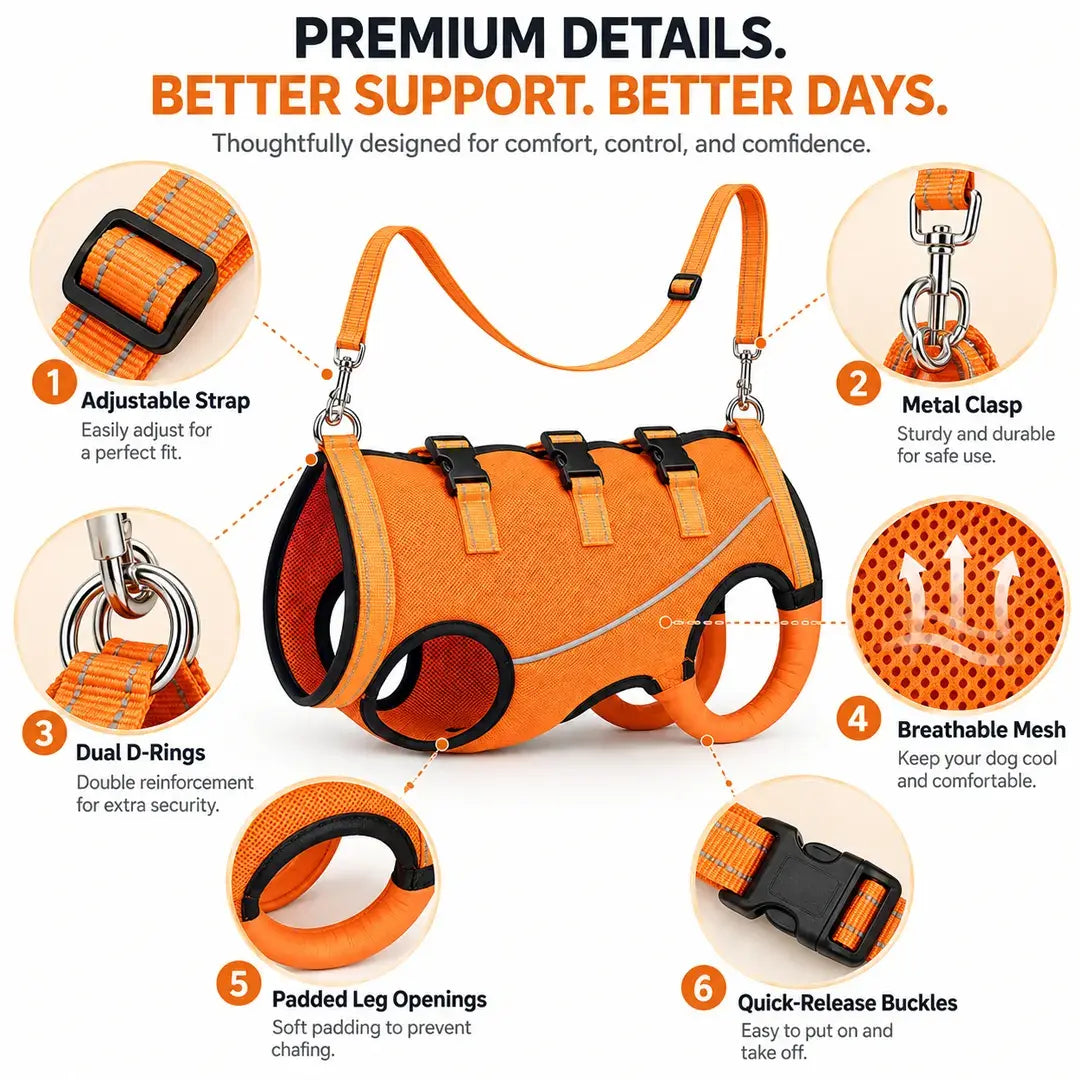 Dog Lift Harness for Elderly Dogs - Full-Body Mobility Support Vest for Stairs & Car Rides