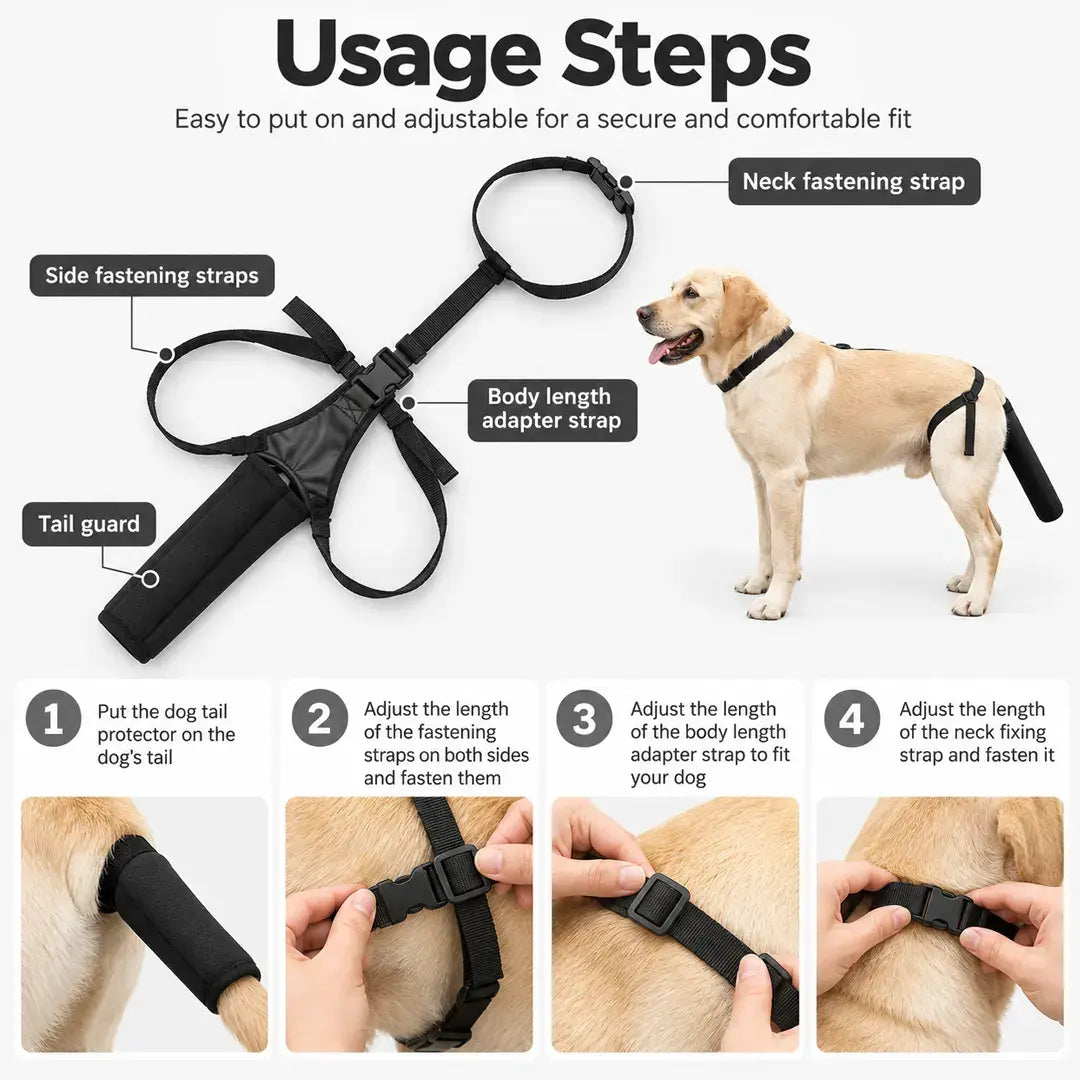 Dog Tail Protector for Medium & Large Dogs, Breathable Adjustable Tail Guard Sleeve