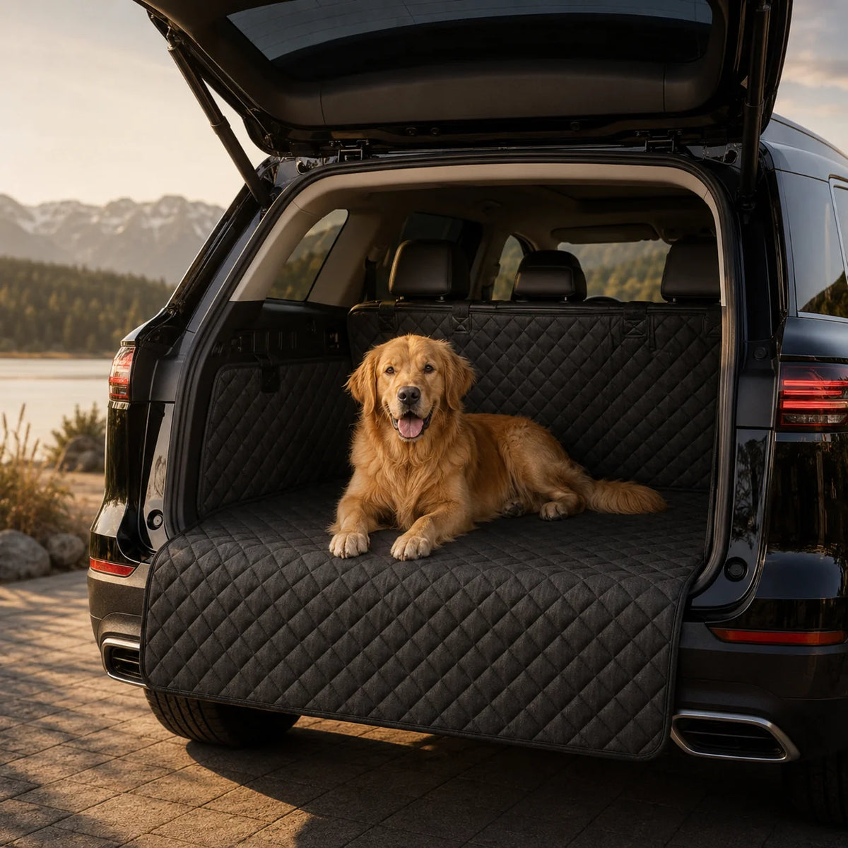 Dog Car Seat Cover for SUV & Rear Seats, Waterproof Black Liner
