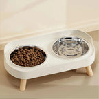 Double Pet Feeder, Stainless Steel Food and Water Bowls with Splash Guard
