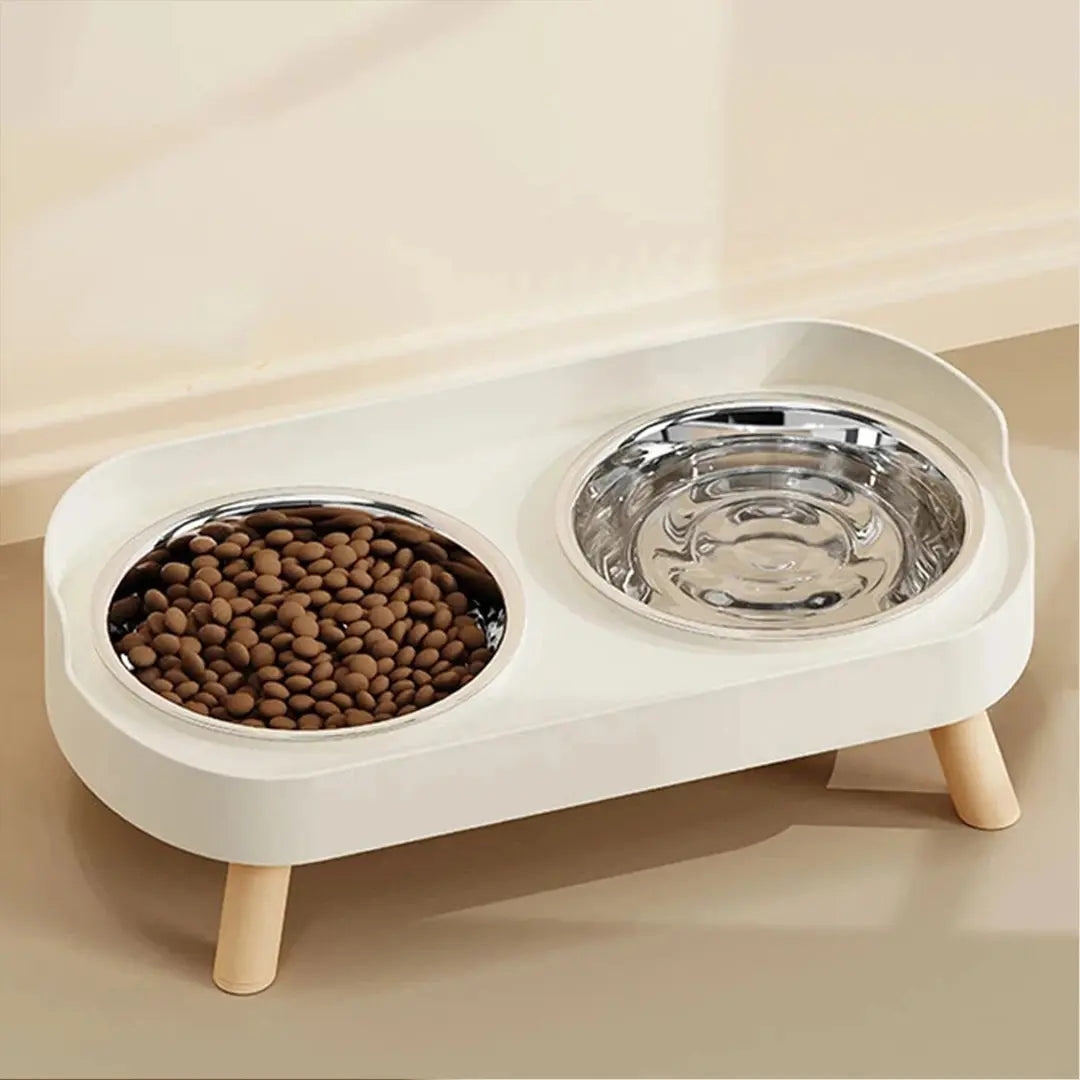 Double Pet Feeder, Stainless Steel Food and Water Bowls with Splash Guard