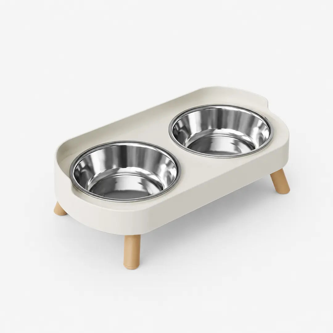 Double Pet Feeder, Stainless Steel Food and Water Bowls with Splash Guard